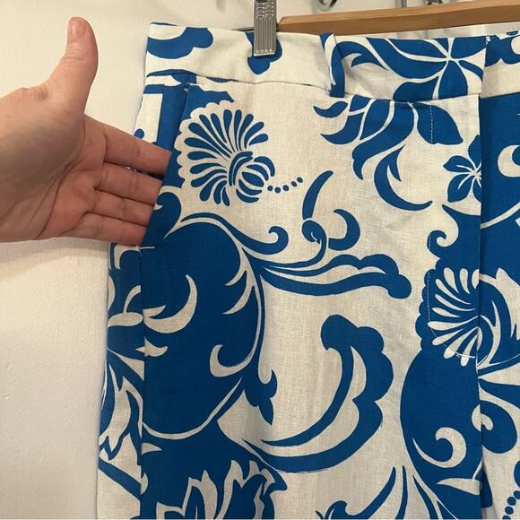 Zara PRINTED LINEN BLEND TROUSERS Size Extra Large XL - Picture 10 of 12